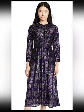 Rachel Comey Astrea Dress - Purple and Black Sequin Long-Sleeve Dress